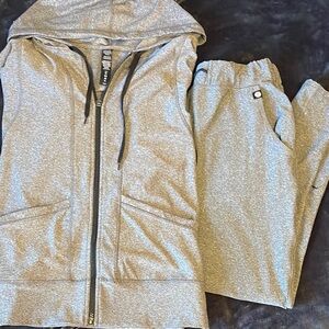 Gray Hooded Jacket and Pants Set